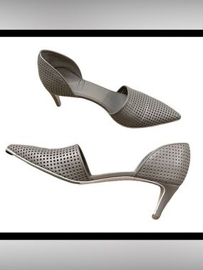 Women’s VINCE Aurelian perforated grey leather kitten heels- Size 7.5